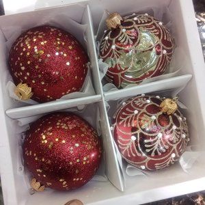 2 boxes of hand crafted Christmas ornaments
